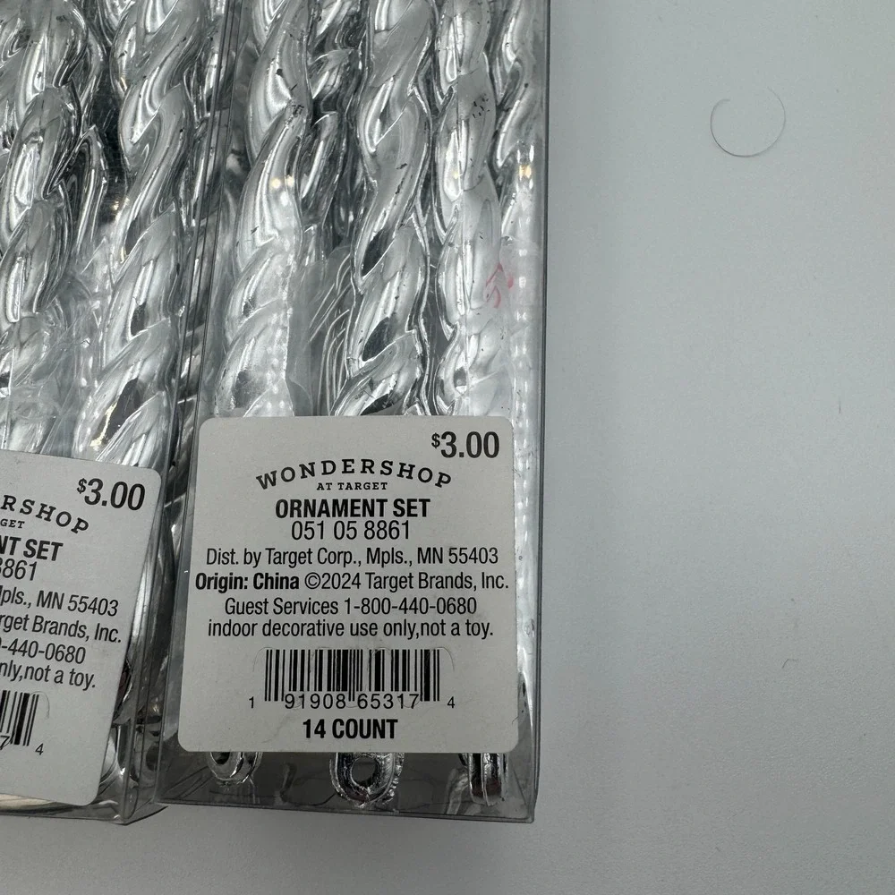 Wondershop Icicle Christmas Ornaments Silver 56ct Tree Decor‎ Set 4 Packs NEW